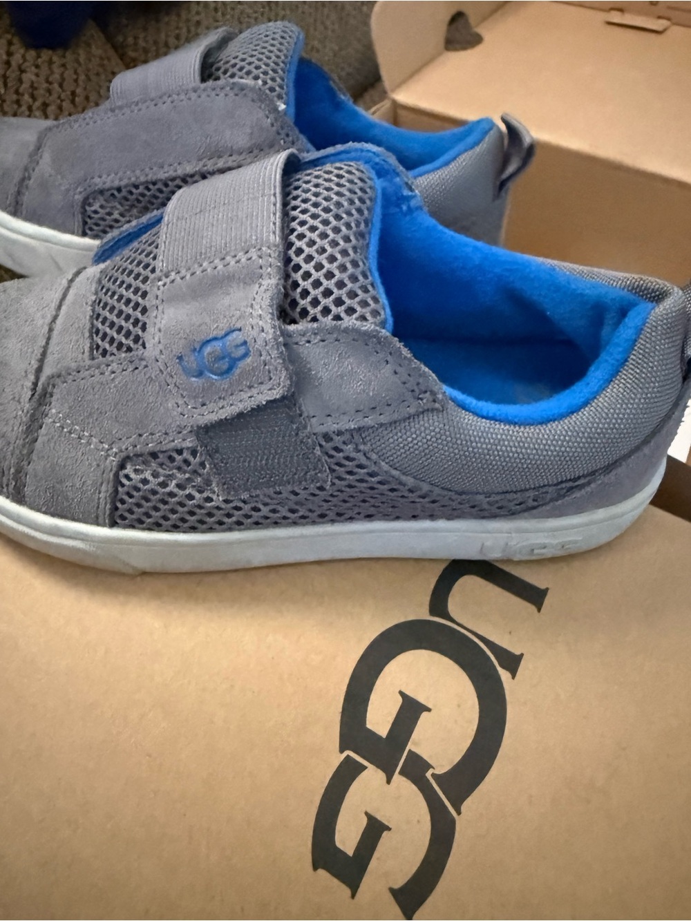 UGG Kids' Gray Slip-On Sneakers with Blue Lining